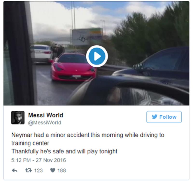 Siêu xe Ferrari 458 Spider của tiền đạo Neymar gặp nạn