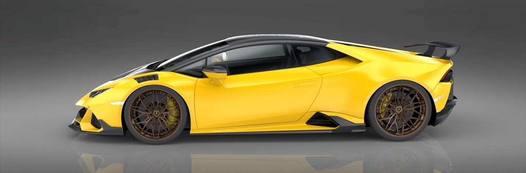 Nhìn ngang thân xe Lamborghini Huracan Evo carbon đúc