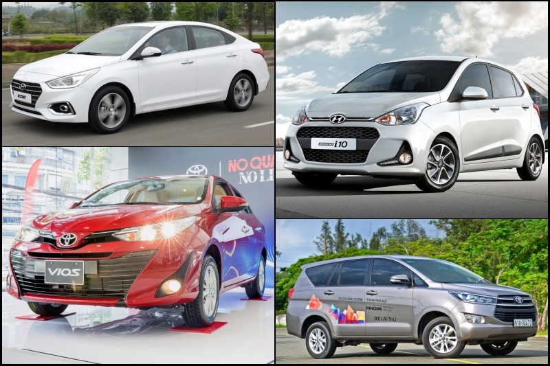 Toyota Vios, Toyota Innova, Hyundai Grand i10 và Hyundai Accent