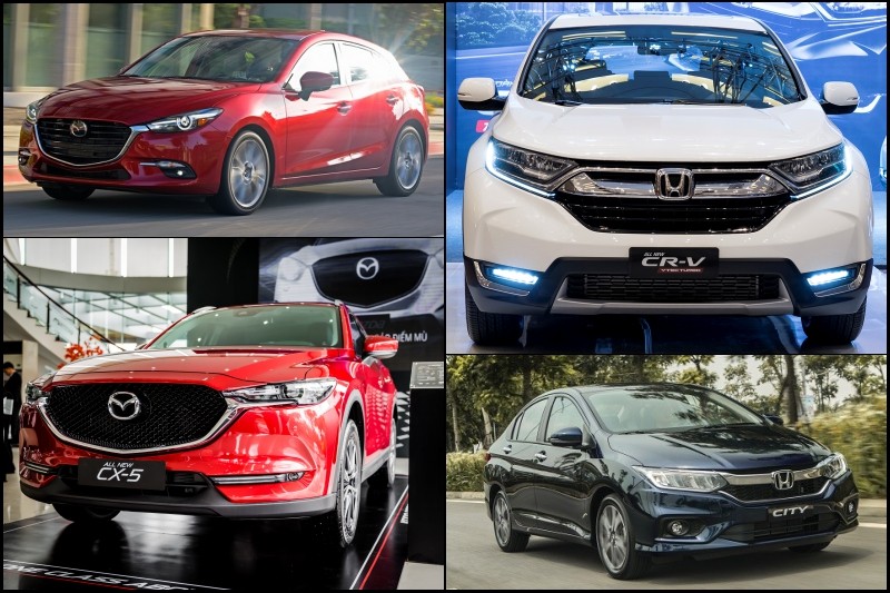 Honda City, Honda CR-V, Mazda 3 và Mazda CX-5