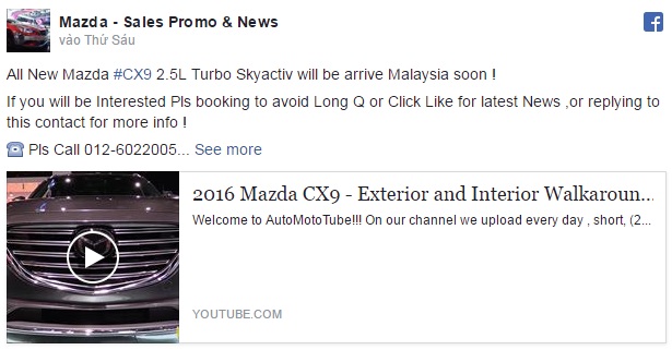 Mazda CX-9 2016 hẹn ngày tới Đông Nam Á, giá khoảng 1,3 tỷ đồng