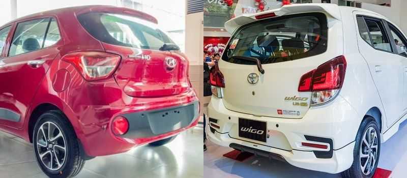 so sánh đuôi xe Toyota Wigo và Hyundai Grand i10