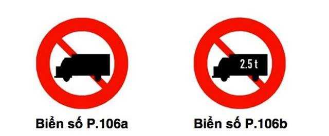 Biển số P.106 (a,b) “Cấm xe tải”
