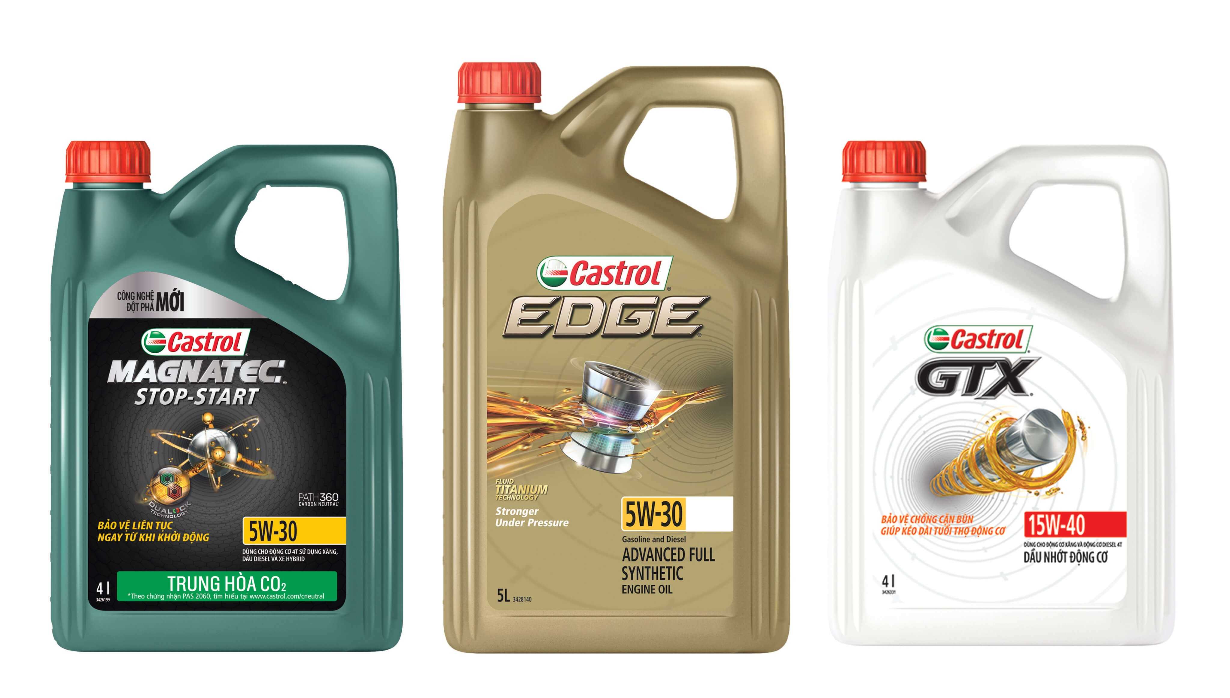 Castrol cung cấp cho người dùng 3 dòng sản phẩm dầu động cơ ô tô ưu việt gồm Castrol MAGNATEC, Castrol EDGE và Castrol GTX